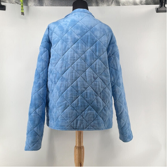 BAGATELLE quilted jacket Shacket sky blue relaxed fit button front sz lg - Picture 11 of 14